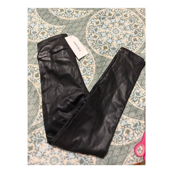 FRAME The Jet Set Skinny Crop Coated Black Pants Size 1 (US 4-8) - Picture 5 of 6